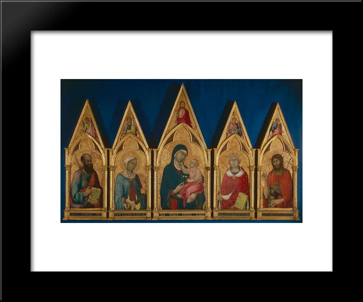Virgin And Child With Saints (Boston Polyptych) 20x24 Black Modern Wood Framed Art Print Poster by Martini, Simone