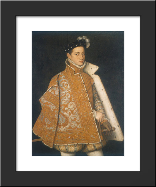 A Portrait Of A Young Alessandro Farnese, The Future Duke Of Parma 20x24 Black Modern Wood Framed Art Print Poster by Anguissola, Sofonisba