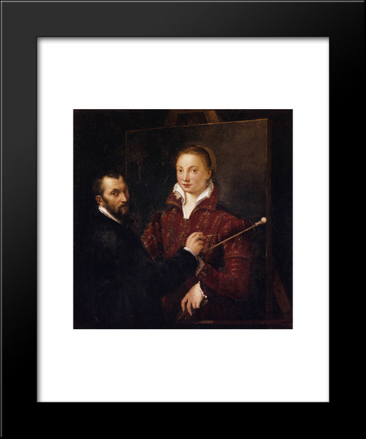Bernardino Campi Painting Sofonisba Anguissola 20x24 Black Modern Wood Framed Art Print Poster by Anguissola, Sofonisba