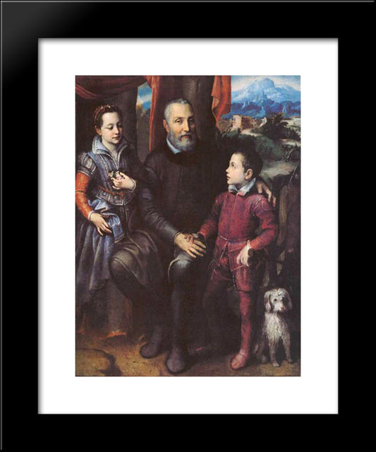 Family Portrait, Minerva, Amilcare And Asdrubale Anguissola 20x24 Black Modern Wood Framed Art Print Poster by Anguissola, Sofonisba