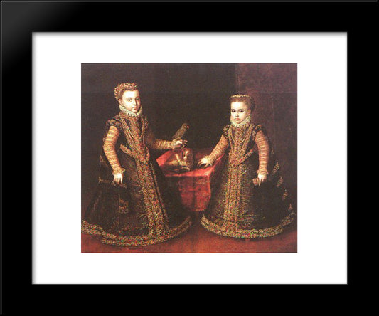 Infantas Isabella Clara Eugenia And Catalina Micaela 20x24 Black Modern Wood Framed Art Print Poster by Anguissola, Sofonisba