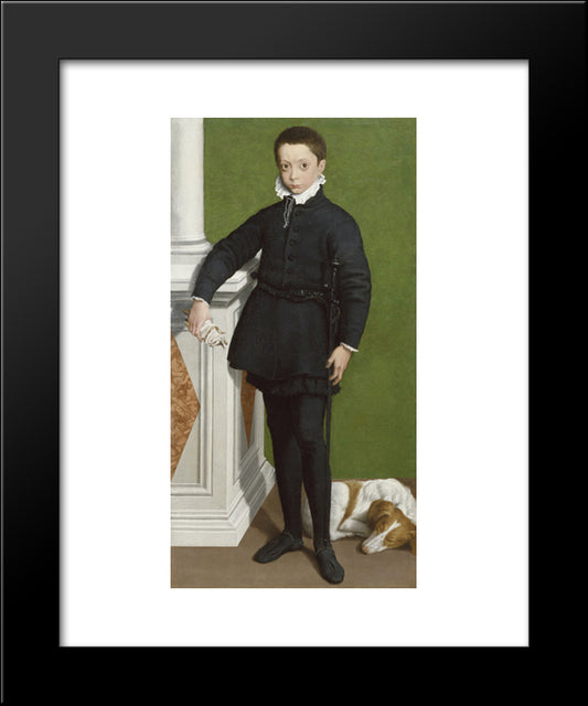 Portrait Of Massimiliano Stampa 20x24 Black Modern Wood Framed Art Print Poster by Anguissola, Sofonisba