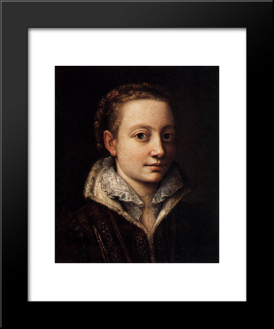 Portrait Of Minerva Anguissola 20x24 Black Modern Wood Framed Art Print Poster by Anguissola, Sofonisba