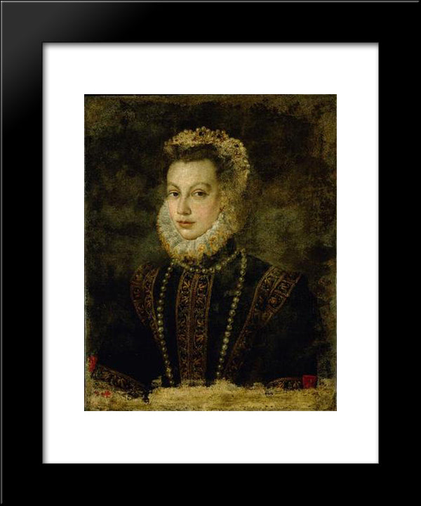 Portrait Of Queen Elisabeth Of Spain 20x24 Black Modern Wood Framed Art Print Poster by Anguissola, Sofonisba