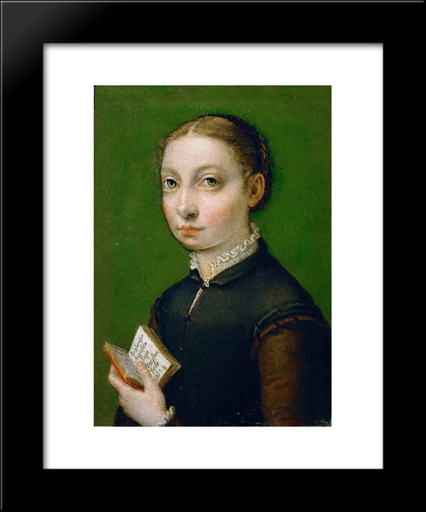 Self-Portrait 20x24 Black Modern Wood Framed Art Print Poster by Anguissola, Sofonisba