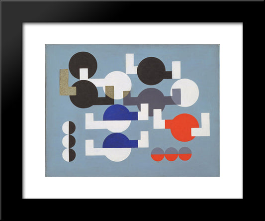 Composition Of Circles And Overlapping Angles 20x24 Black Modern Wood Framed Art Print Poster by Taeuber Arp, Sophie