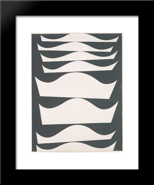 Echelonnement Desaxe 20x24 Black Modern Wood Framed Art Print Poster by Taeuber Arp, Sophie