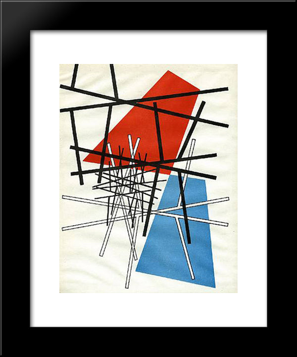O. T.(Croisement De Droites, Plans) 20x24 Black Modern Wood Framed Art Print Poster by Taeuber Arp, Sophie