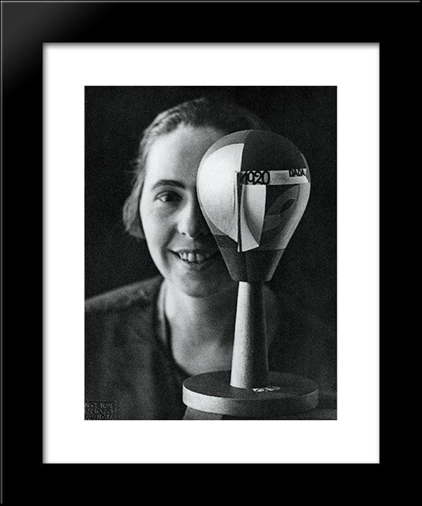 Self-Portrait With Dada-Kopf (Dada Head) 20x24 Black Modern Wood Framed Art Print Poster by Taeuber Arp, Sophie