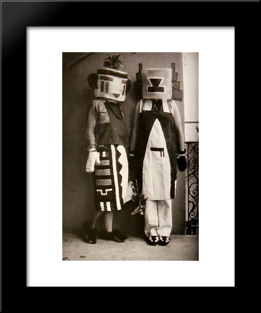 Sophie And Erika Taeuber (Hopi Indian Costumes) 20x24 Black Modern Wood Framed Art Print Poster by Taeuber Arp, Sophie