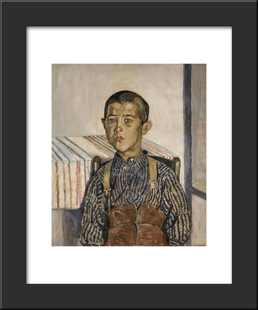 Boy Wearing Suspenders 20x24 Black Modern Wood Framed Art Print Poster by Papaloukas, Spyros