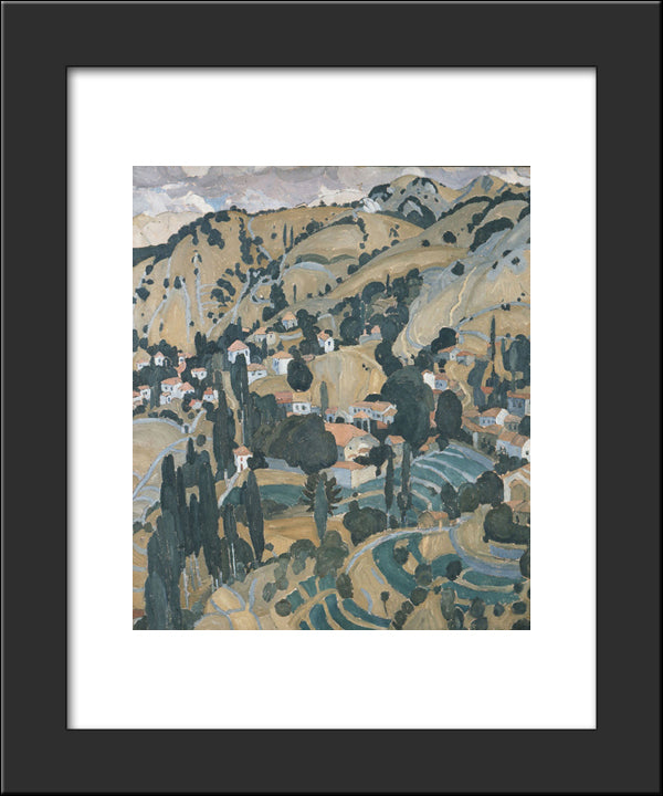 Burnt Village In Mytilini 20x24 Black Modern Wood Framed Art Print Poster by Papaloukas, Spyros