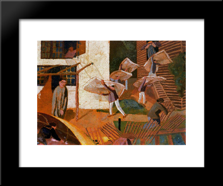 Carrying Mattresses 20x24 Black Modern Wood Framed Art Print Poster by Spencer, Stanley