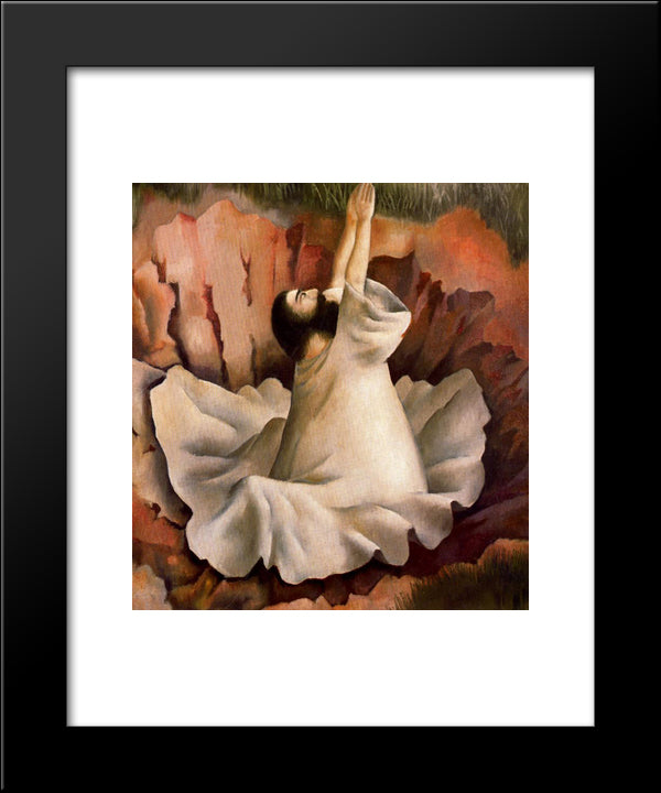 Christ In The Wilderness - Driven By The Spirit 20x24 Black Modern Wood Framed Art Print Poster by Spencer, Stanley