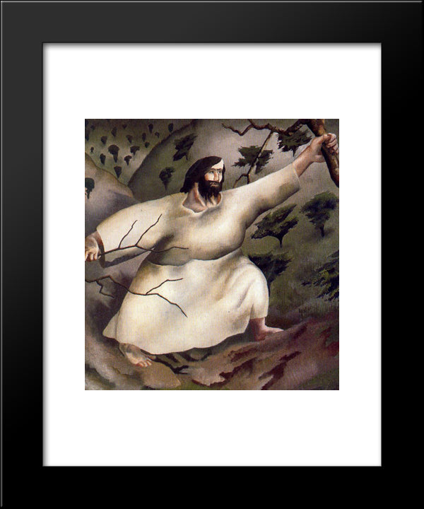 Christ In The Wilderness - Driven By The Spirit 20x24 Black Modern Wood Framed Art Print Poster by Spencer, Stanley