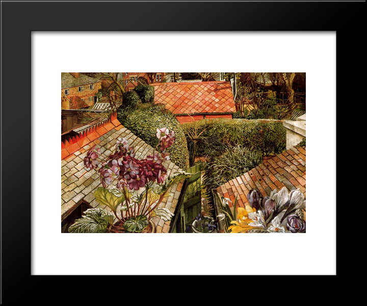 Flowers In A Window (Cookham) 20x24 Black Modern Wood Framed Art Print Poster by Spencer, Stanley