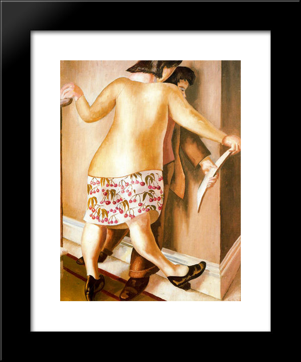 On The Landing (Looking At A Drawing) 20x24 Black Modern Wood Framed Art Print Poster by Spencer, Stanley