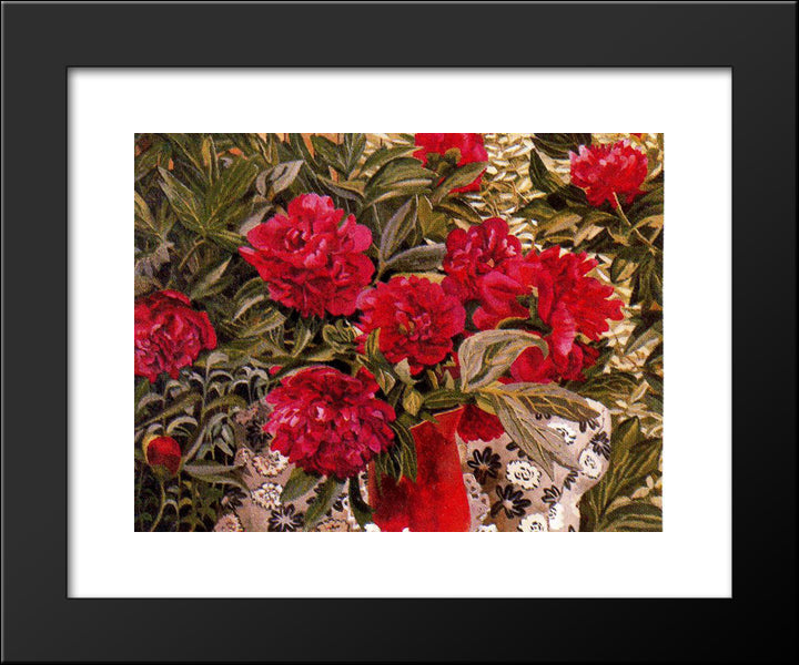 Peonies 20x24 Black Modern Wood Framed Art Print Poster by Spencer, Stanley