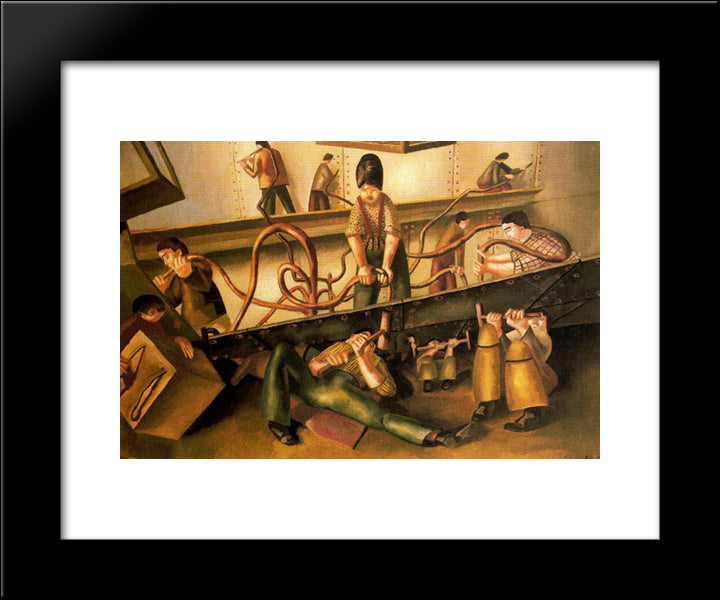 Riveters 20x24 Black Modern Wood Framed Art Print Poster by Spencer, Stanley