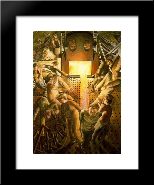 Shipbuilding On The Clyde Furnaces 20x24 Black Modern Wood Framed Art Print Poster by Spencer, Stanley