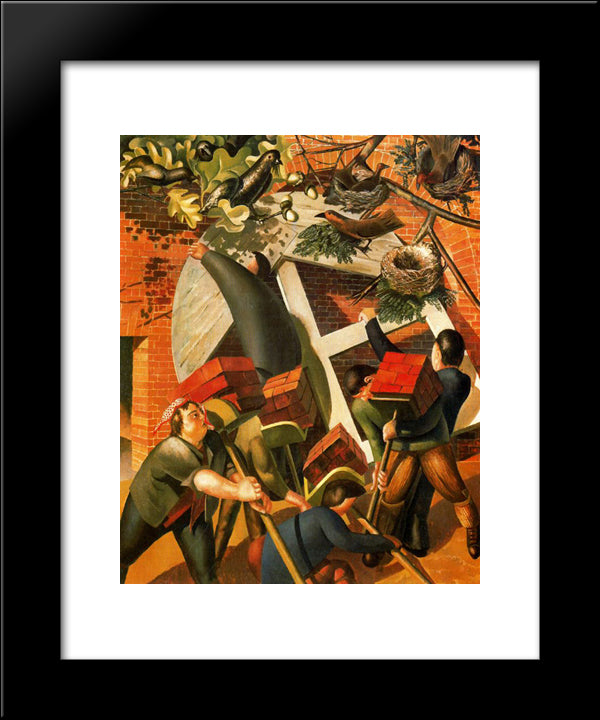 The Builders 20x24 Black Modern Wood Framed Art Print Poster by Spencer, Stanley