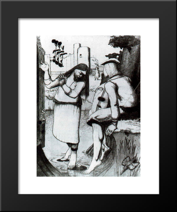 The Fairy On The Waterlily Leaf 20x24 Black Modern Wood Framed Art Print Poster by Spencer, Stanley