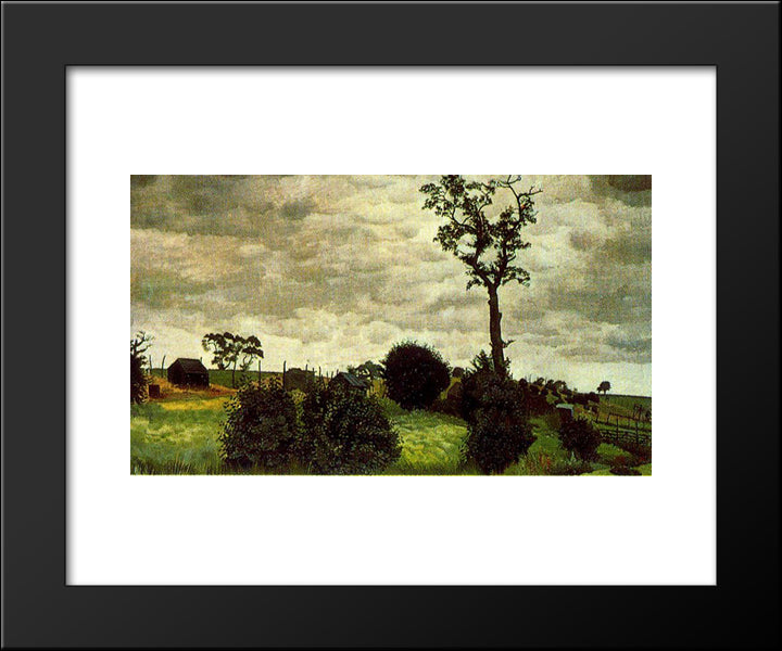 Tree And Chicken Coops 20x24 Black Modern Wood Framed Art Print Poster by Spencer, Stanley