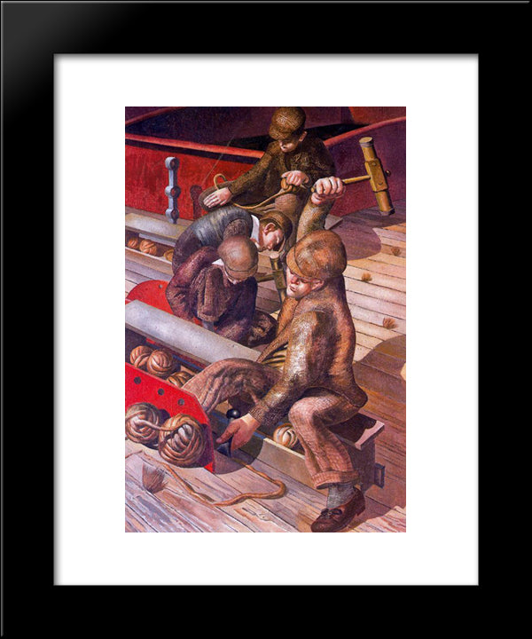 Workmen In The House 20x24 Black Modern Wood Framed Art Print Poster by Spencer, Stanley