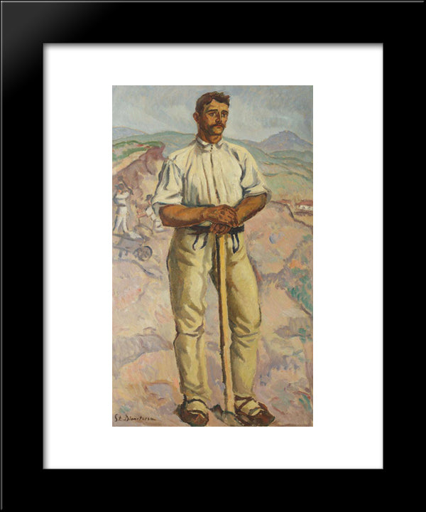 Stone Crusher (Portrait Of A Peasant) 20x24 Black Modern Wood Framed Art Print Poster by Dimitrescu, Stefan