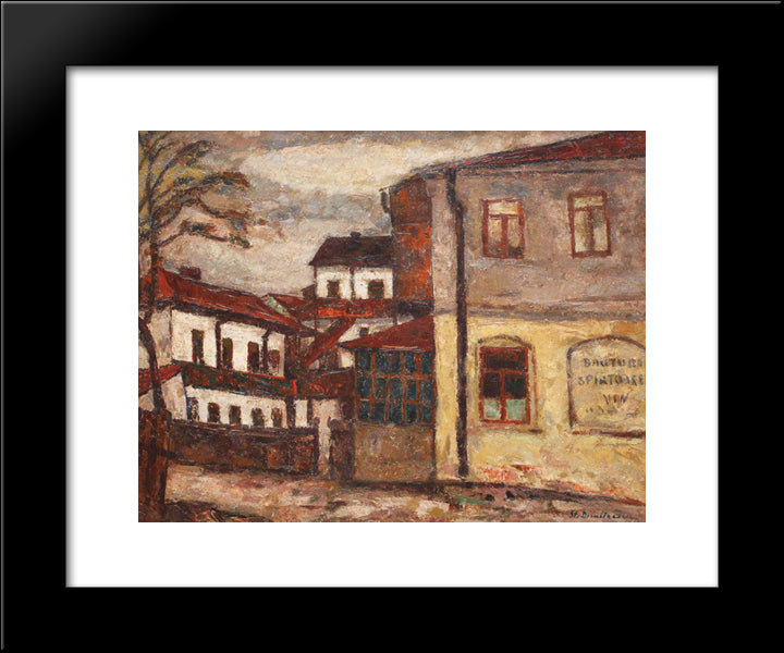 Targu Cucului Inn 20x24 Black Modern Wood Framed Art Print Poster by Dimitrescu, Stefan