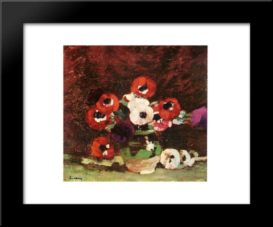 Anemone Flowers 20x24 Black Modern Wood Framed Art Print Poster by Luchian, Stefan