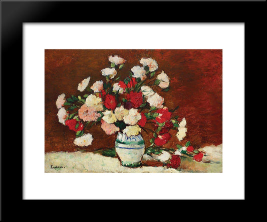 Carnations 20x24 Black Modern Wood Framed Art Print Poster by Luchian, Stefan