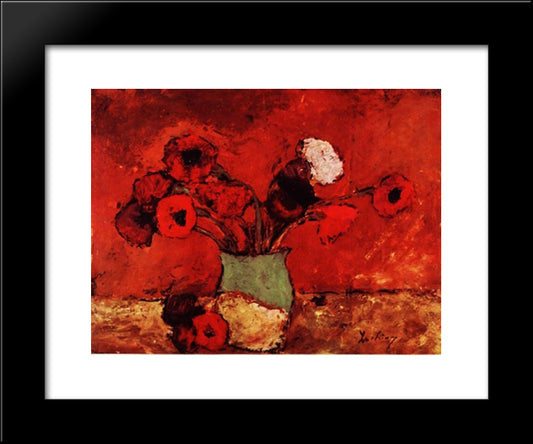 Carnations And Poppies 20x24 Black Modern Wood Framed Art Print Poster by Luchian, Stefan