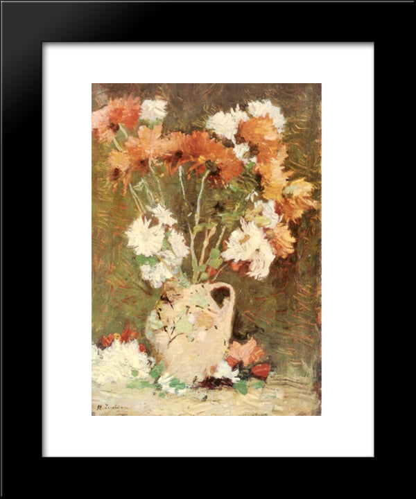 Chrysanthemums 20x24 Black Modern Wood Framed Art Print Poster by Luchian, Stefan