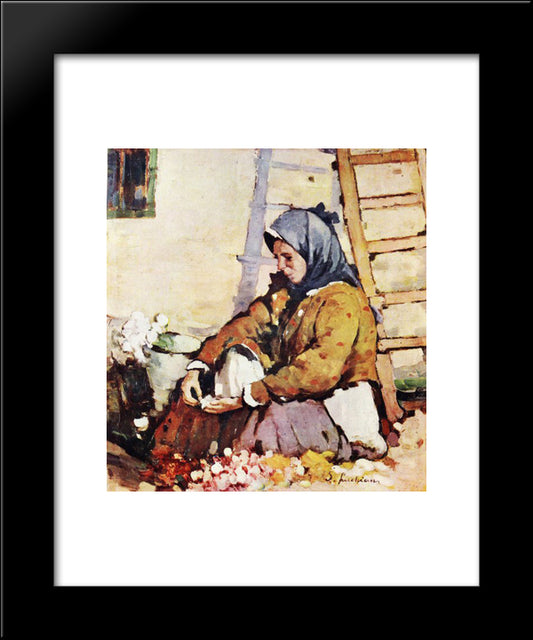 Flower Seller 20x24 Black Modern Wood Framed Art Print Poster by Luchian, Stefan