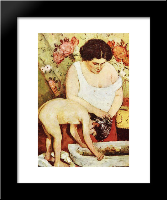 Hair Washing 20x24 Black Modern Wood Framed Art Print Poster by Luchian, Stefan