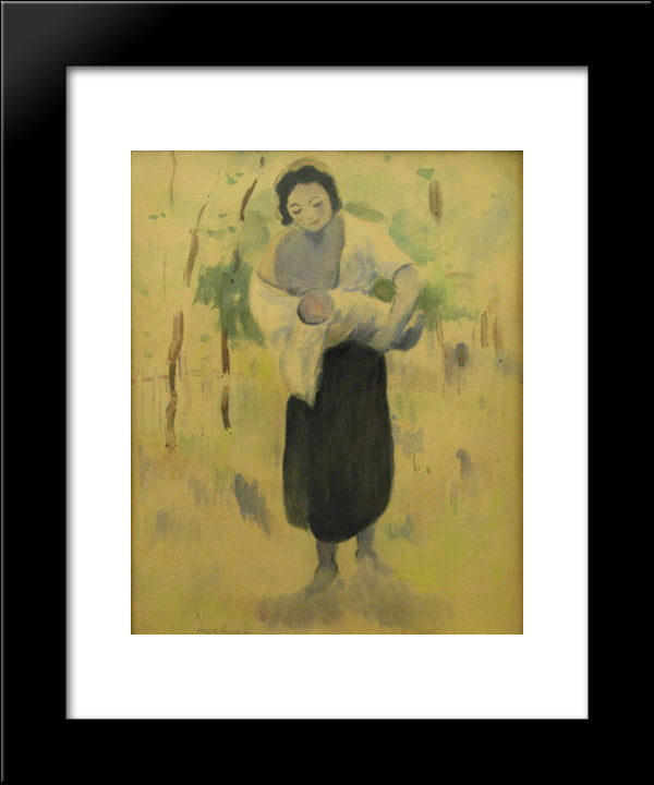 Mother With Baby 20x24 Black Modern Wood Framed Art Print Poster by Luchian, Stefan