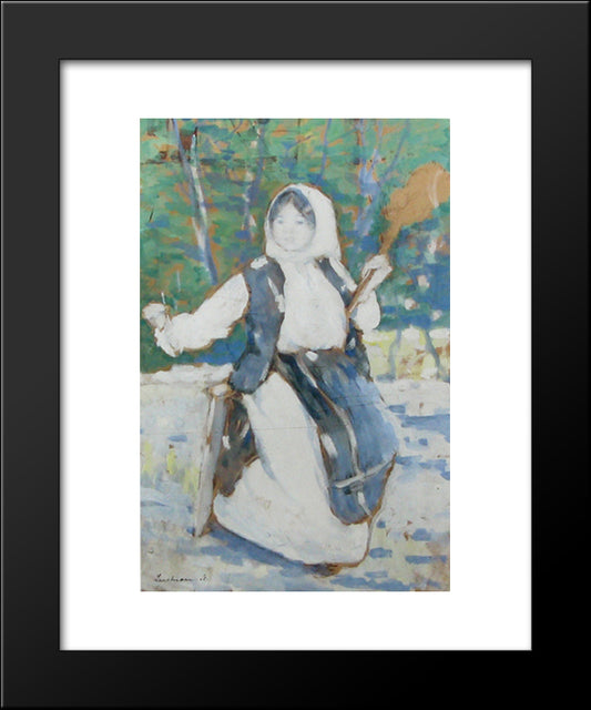 Peasant Girl 20x24 Black Modern Wood Framed Art Print Poster by Luchian, Stefan