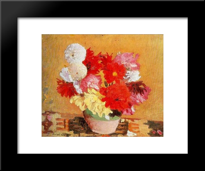 Peonies 20x24 Black Modern Wood Framed Art Print Poster by Luchian, Stefan