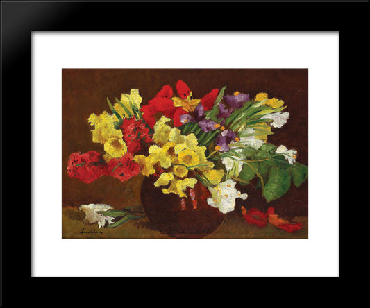 Springtime Flowers 20x24 Black Modern Wood Framed Art Print Poster by Luchian, Stefan