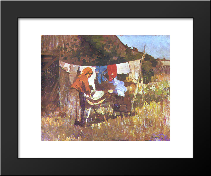 The Laundress 20x24 Black Modern Wood Framed Art Print Poster by Luchian, Stefan