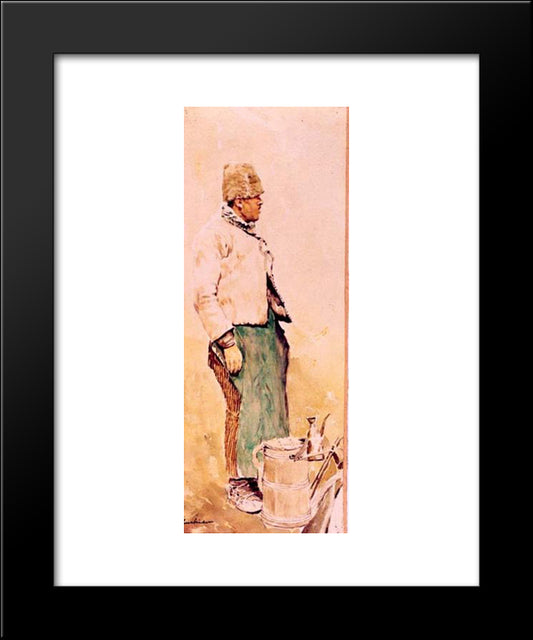 The Millet Beer Seller 20x24 Black Modern Wood Framed Art Print Poster by Luchian, Stefan