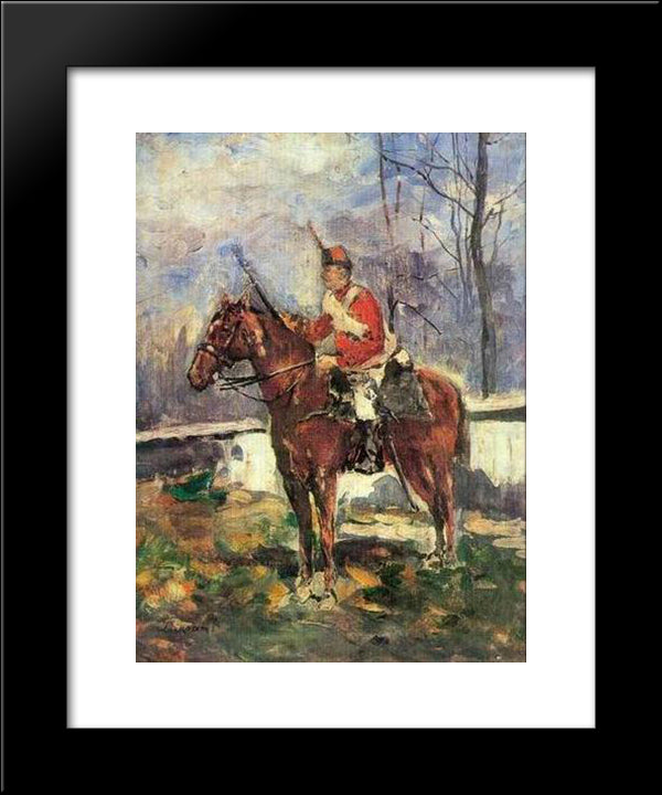 The Mounted Red Hussar 20x24 Black Modern Wood Framed Art Print Poster by Luchian, Stefan