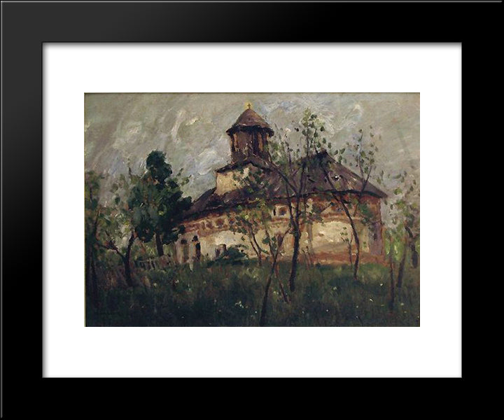 Village Church 20x24 Black Modern Wood Framed Art Print Poster by Luchian, Stefan