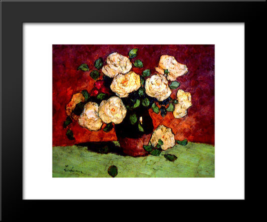 White Roses 20x24 Black Modern Wood Framed Art Print Poster by Luchian, Stefan