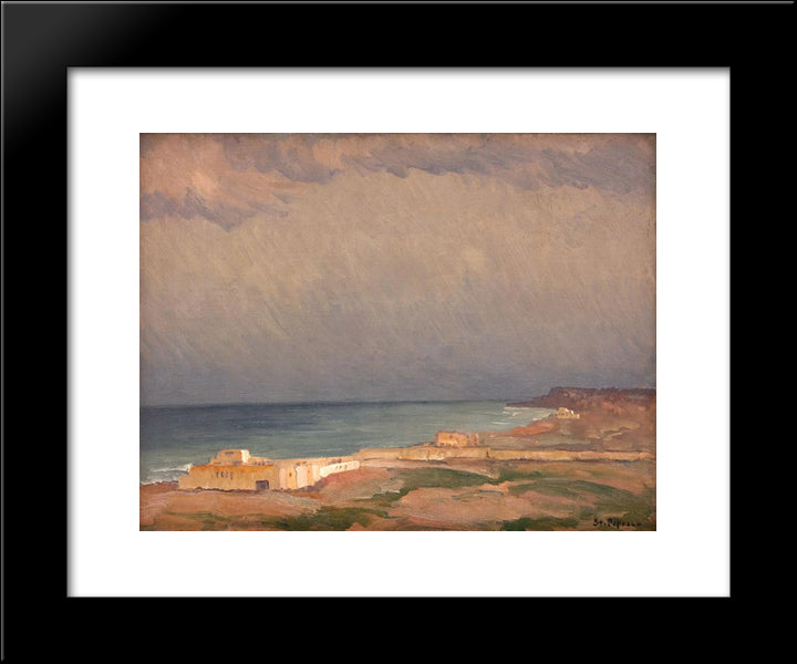 Eforie Seashore 20x24 Black Modern Wood Framed Art Print Poster by Popescu, Stefan