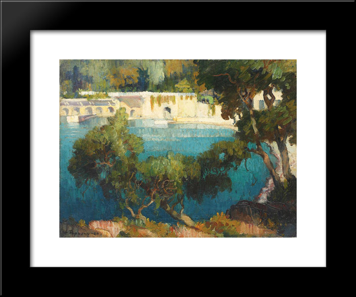 Gulf In Villefranche-Sur-Mer 20x24 Black Modern Wood Framed Art Print Poster by Popescu, Stefan