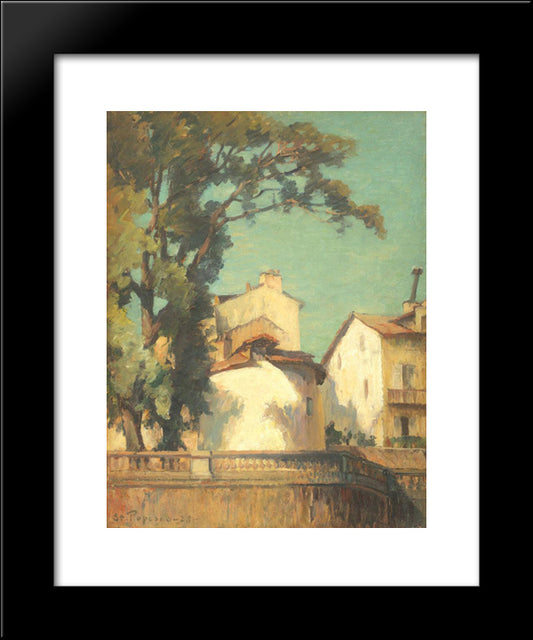 Houses At Bonnieux 20x24 Black Modern Wood Framed Art Print Poster by Popescu, Stefan