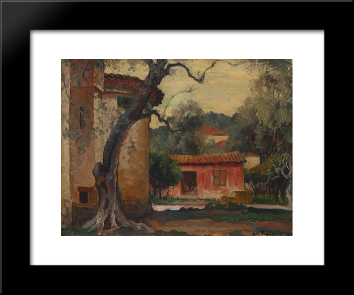 Houses In Provence 20x24 Black Modern Wood Framed Art Print Poster by Popescu, Stefan