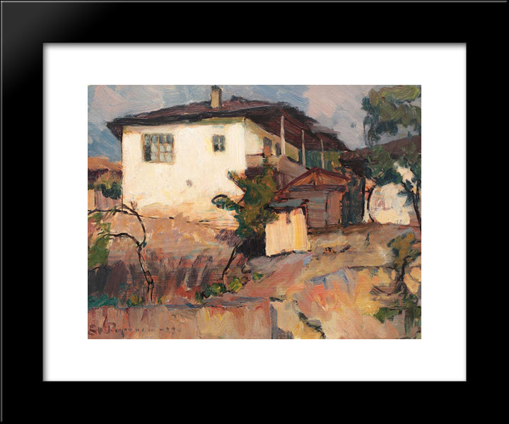 Landscape With Houses 20x24 Black Modern Wood Framed Art Print Poster by Popescu, Stefan